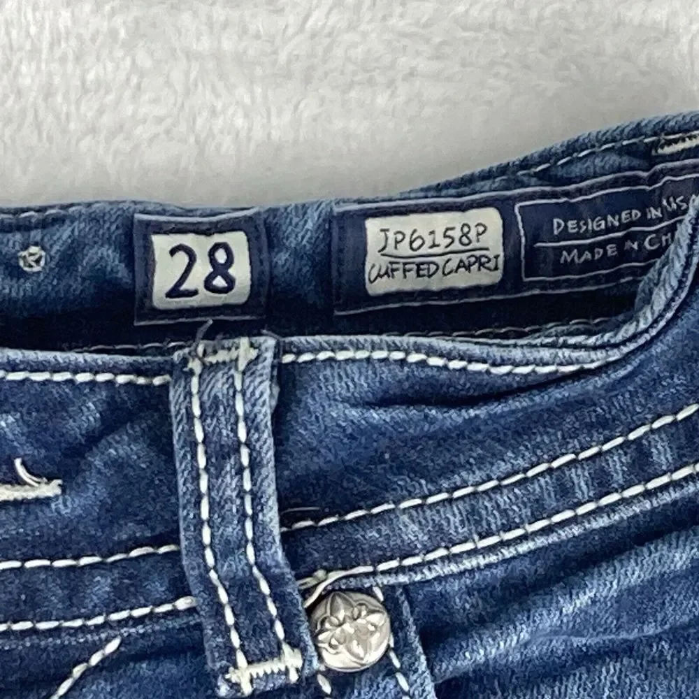 Miss Me Capri Womens Low Rise Blue Denim Jeans‎ Size 28